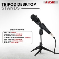 5Core Desktop Mic Stand Tripod Universal Desk Microphone Holder Table Top Stands
