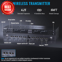 Quad-Channel Wireless In Ear Monitor System 4 Bodypacks UHF Frequencies US