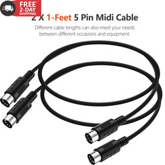 Mellbree MIDI Cable, 2-Pack 1-Feet Male to Male 5-Pin MIDI Cable Compatible with