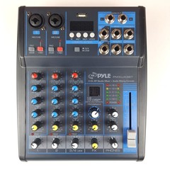 Pyle PMXU43BT BT Studio Mixer + Audio Mixing Console 4-Channel W/ Power Cable