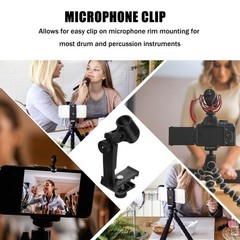 Drum Microphone Clip Classic Black Metal Plastic Adjustable Mount Clamp 6 PCS