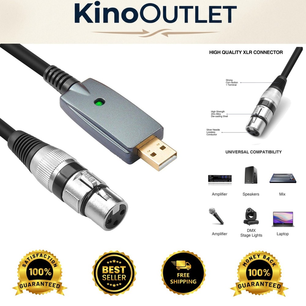Durable 6ft USB Microphone Link Cable: XLR Female to USB for Easy Setup