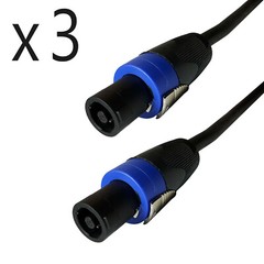 3 Pack 25ft Speakon Compatible Amp DJ PA Speaker Cable 2 Conductor 12 Gauge AWG