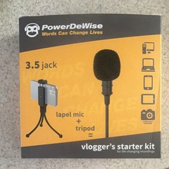 PowerDeWise Vlogger’s Starter Kit Lavalier Mic 3.5mm w/ Mini Tripod & Bag