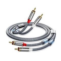 RIKSOIN RCA Cable-2RCA Male to 2RCA Stereo Audio Cable 10 Feet, Grey
