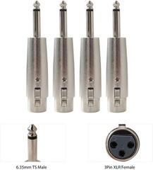 3pin XLR Female to 1/4″ 6.35mm Mono Male Plug Audio Cable Microphone Mic Adapter
