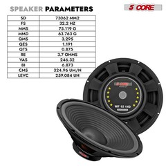 5Core 15″ Subwoofer Speaker 450W MAX 8Ohm Replacement Audio PA DJ Sub Woofer
