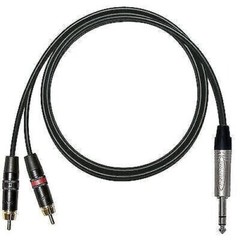 Neutrik Stereo 1/4″ Jack Split into Dual Rean RCA / Phonos. Black Splitter Cable