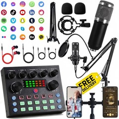 Professional Condenser Microphone Kit Complete Set For Podcast Studio Recording