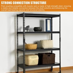 Steel Shelf Post Connector 1.25 Inch Coupler HeavyDuty Metal Black 4 Pcs