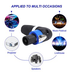Speakon Connector 4 Pole Male Plug Compatible Audio Speaker Cable NL4FRX Adapter