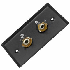 Seismic Audio Black Stainless Steel Wall Plate – Dual 1/4″ TS Mono Jacks