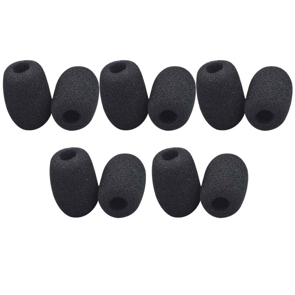 10Pcs Black Sponge Mic Windscreens Replacement Covers for Lapel Microphone Use