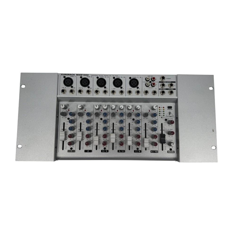 Behringer Eurorack MXB1002 10-Channel Battery Powered Mic Line Mixer Silver