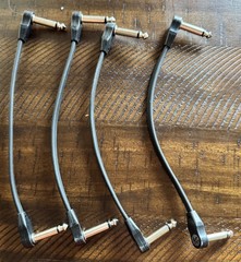 Pig Hog PHLSK6BK 6” Low Profile Right Angle Patch Cables Guitar Pedal 4 Pack