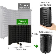 Microphone Isolation Shield, Foldable Mic Sound Absorbing Foam for Condenser …