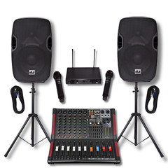 MUSYSIC Professional PA System 2000W 6 Channel Mixer 10″ Speakers Wireless Mic