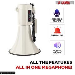 5Core Megaphone Bullhorn Speaker 100W Professional Bull Horn Battery Power Megaf