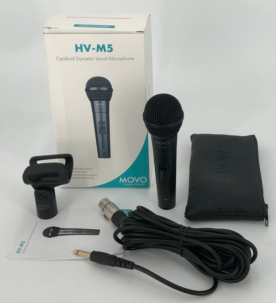 Movo HV-M5 Dynamic Cardioid Vocal Microphone for Stage, Singing and Recording