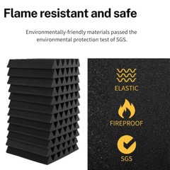 12- 96 Acoustic Foam Panel Wedge Studio Soundproofing Wall Tiles 12″X12″X1″ Blue