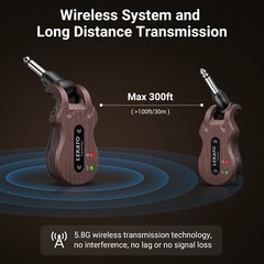 LEKATO Wireless Guitar System Rechargeable Electric Guitar Transmitter Receiver