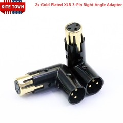 2 Pcs Gold Plated 3-Pin XLR Right Angle Adapter Adjustable 4 Angle Positions