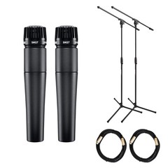 Pair of Shure SM57 Instrument Microphones Bundle with Mic Stands & XLR Cables