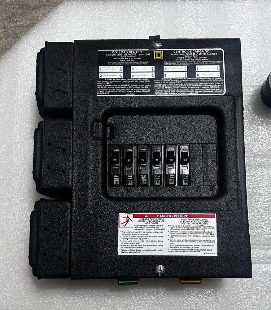 Square D custom power distro box 6x 20 amp breakers outlets NEMA SS2-50P