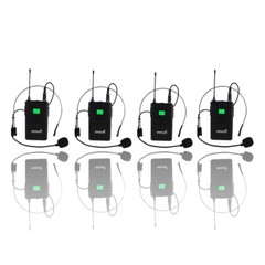 4CH UHF Lapel Headset Wireless Microphone System 4 Lavalier Bodypacks Stage Mics
