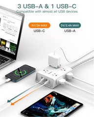 Surge Protector Power Strip – 8 Widely Outlets with 4 USB Ports(1 USB C Outle…