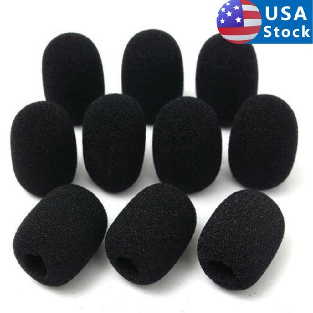 10/20/50Pcs Microphone Boom Windscreen Foam Cover for Gaming Headset Mic Black
