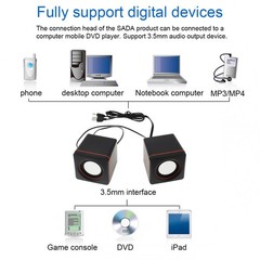 Mini USB Power Computer Speakers Stereo Full-Range 3.5mm Jack for PC Phpone