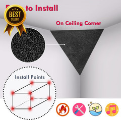 4 Pack Triangular Pyramid Bass Traps Ceiling Corner Acoustic Foam Black 16.5
