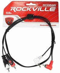 Rockville RCDR3R 3′ Dual Mono Right Angle RCA to Straight RCA Cable 100% Copper