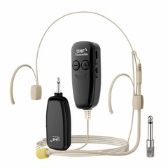 Wireless Headset Microphone UHF Beige Voice Amplifier Mic for Teachers & Coaches