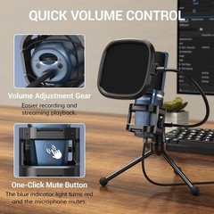 USB PC Microphone with Cardioid Pickup & Adjustable Stand for Streaming – TC-777