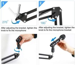 Blue Microphone Stand Wall Mount Adjustable Arm Suspension 360 Rotation