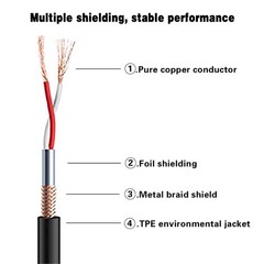 Locking 3.5mm XLR Cable Compatible with Saramonic BOYA Comica, Black