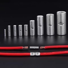 kuosbiu 100 PCS Non-Insulated Butt Connectors Kit, AWG 22-16 BN1.25, Silver