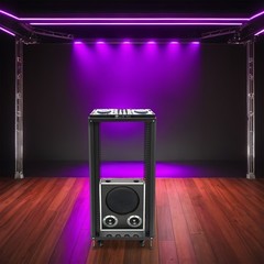 22U Black Rolling DJ Mixer Stand with Wheels for Audio Video Mounting US NEW!