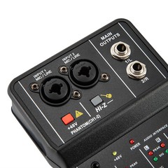 2 Channel USB Audio Mixer Console 48V Phantom Power For Mic/Line/Guitar