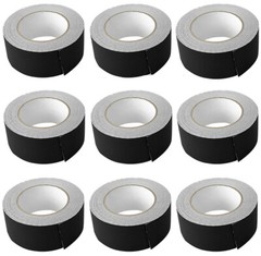 (9) Rolls Rockville Pro Audio/Stage Wire ROCK GAFF Black Gaffers Tape 2″x100 Ft
