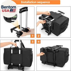 Rolling DJ Cable File Bag with Hard Padded Bottom,Detachable Dividers and Dolly,