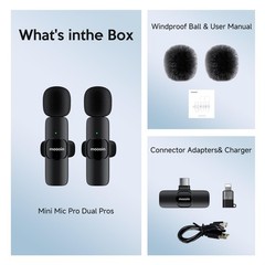 Wireless Mini Microphone for iPhone/Android:Lapel Microphone for Video Record…