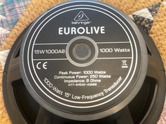 Behringer 15″ Eurolive 1000W 8 OHM Speaker-Brand New Tests Good