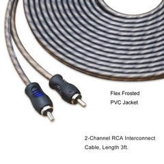 RECOIL RCI23 100% Oxygen Free Copper 3ft 2-Channel RCA Audio 3ft, Black