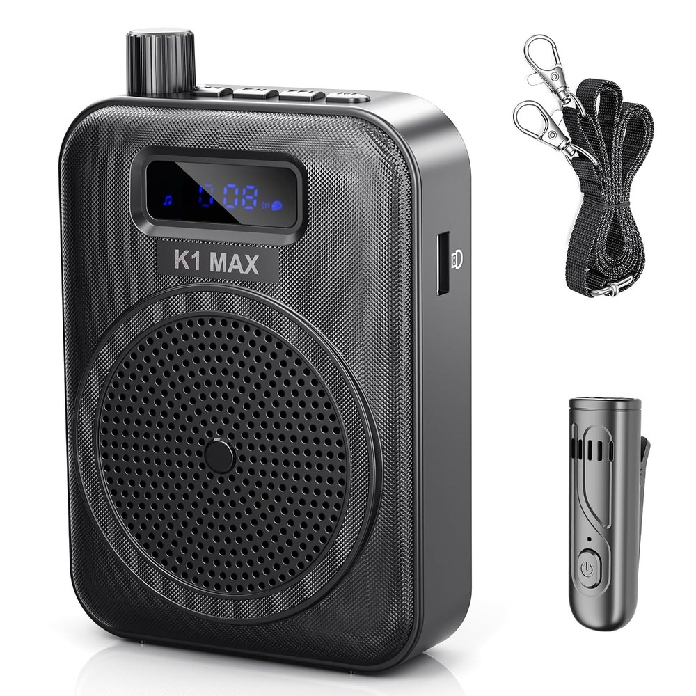 Carbon Black Portable Wireless Lavalier Microphone Voice Amplifier Bluetooth