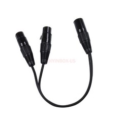 3-Pin XLR Female Plug to Dual 2 Male Jack Y Splitter Mic DJ Cable Adaptor 16 AWG