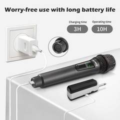 talomen Wireless Microphone,Professional Dual Handheld standard, Gray