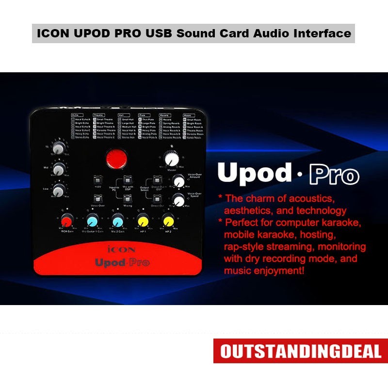 ICON UPOD PRO USB Sound Card with 72 DSP Effects for Computers and Cellphones